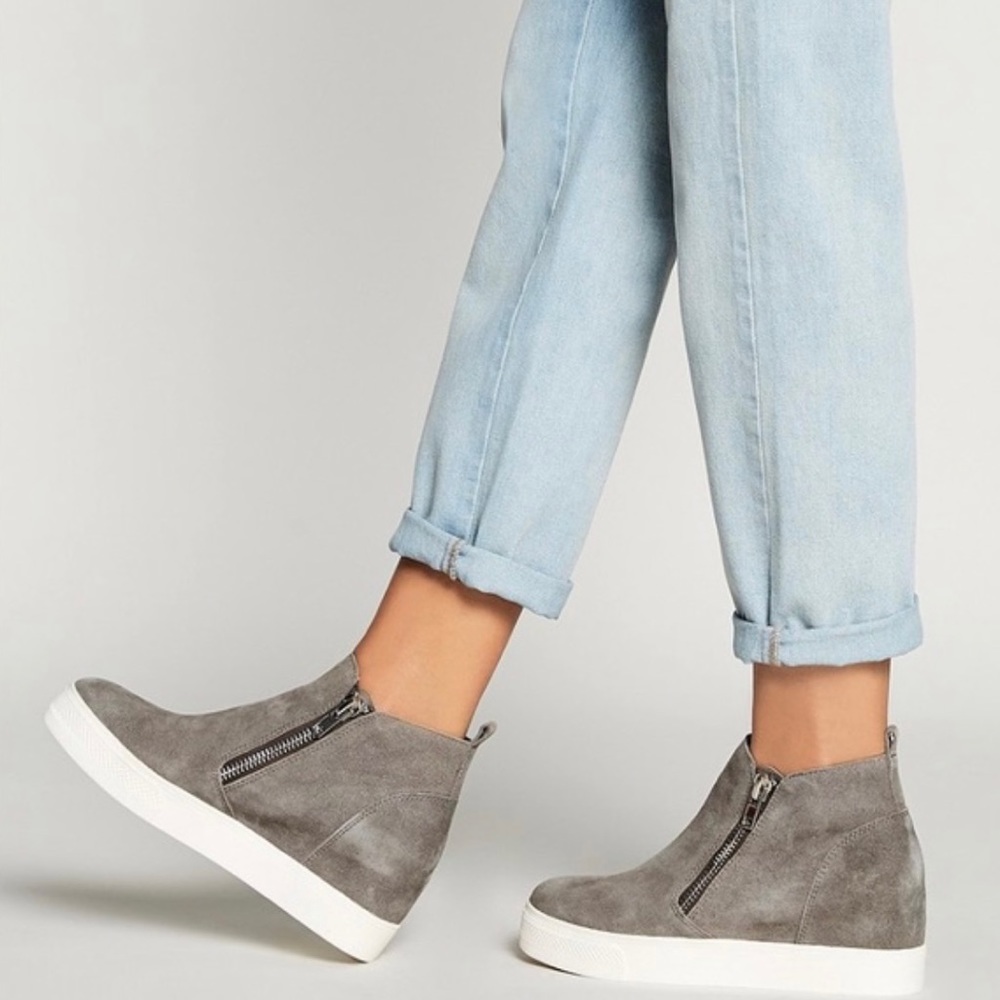 Steve Madden Grey Swede wedgie sneakers